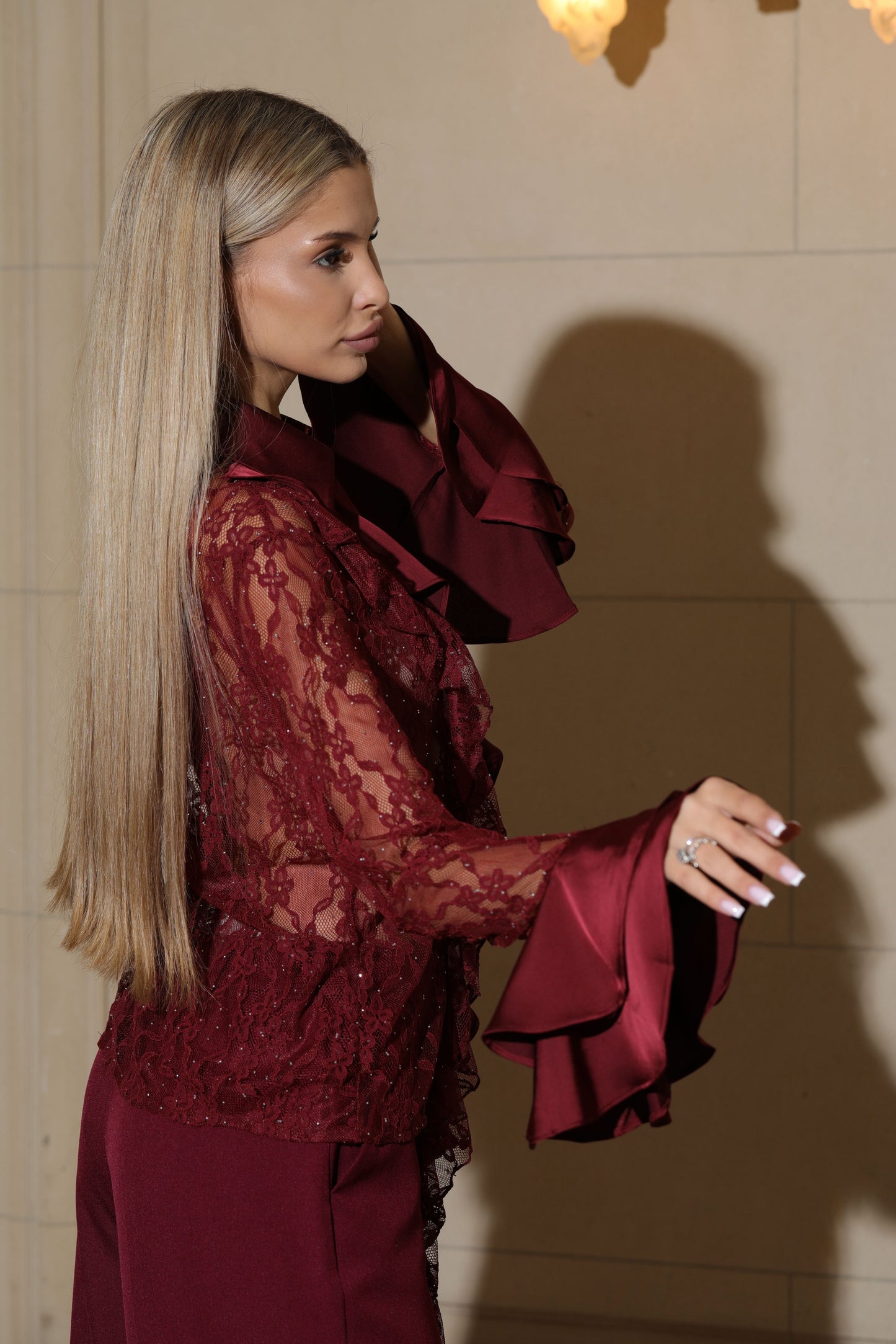 Bordeaux Ruffle Blouse