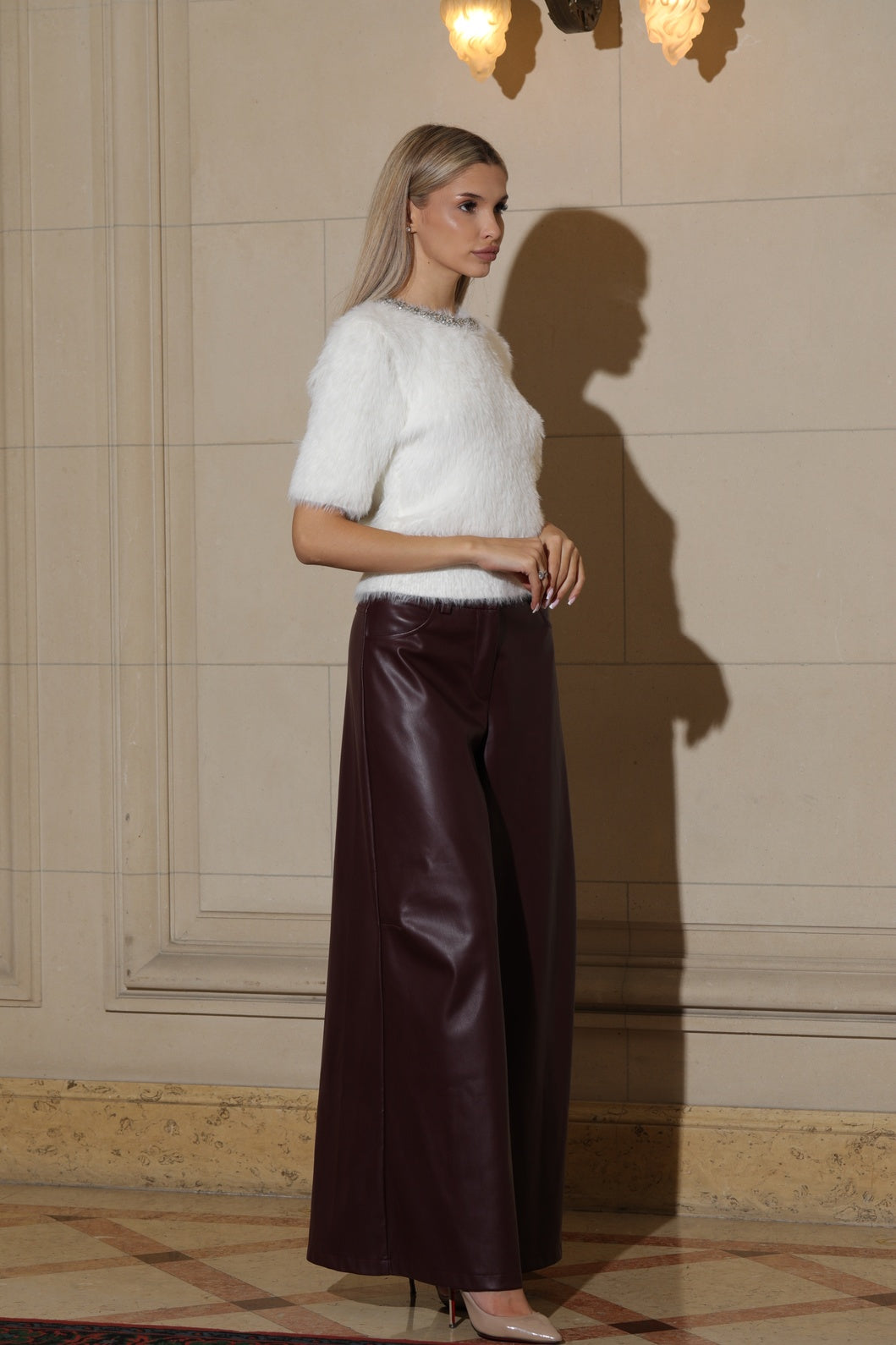 The Burgundy Leather Trousers
