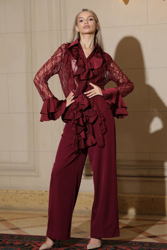 Bordeaux Ruffle Blouse