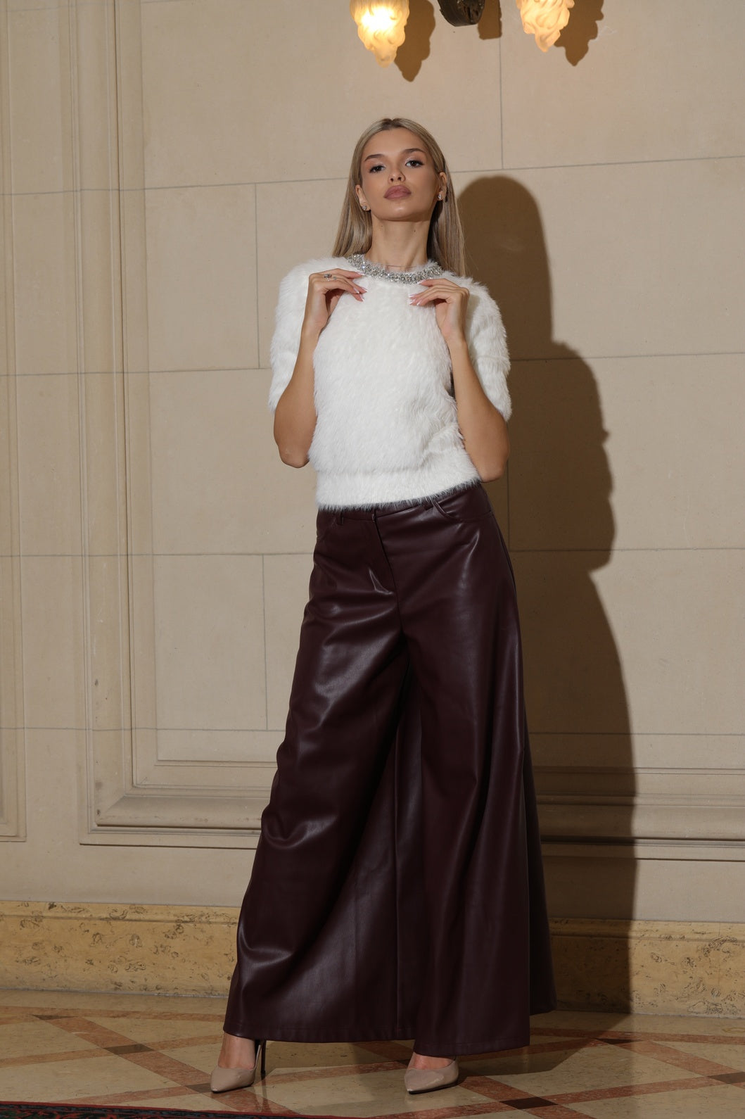 The Burgundy Leather Trousers