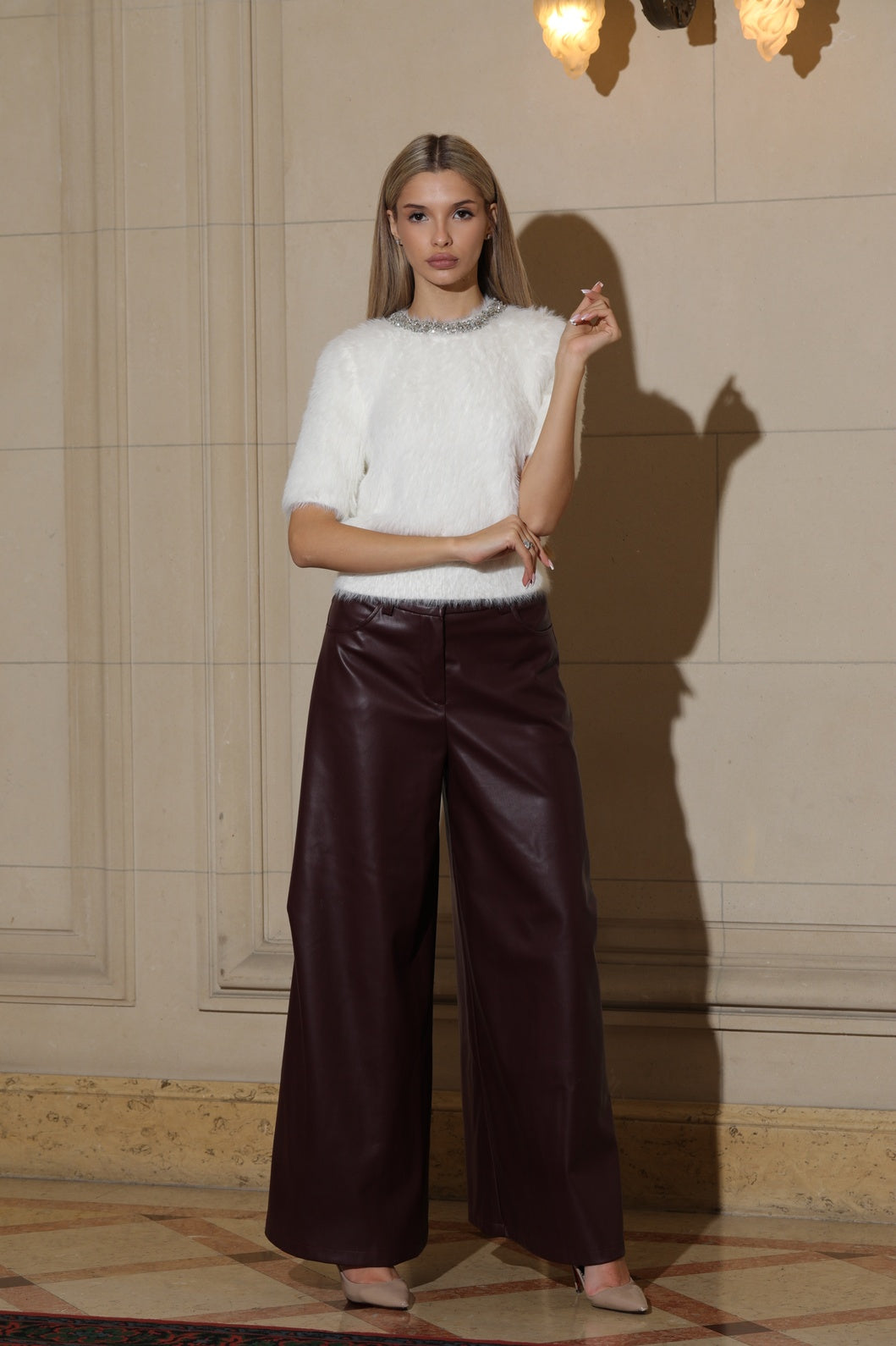 The Burgundy Leather Trousers
